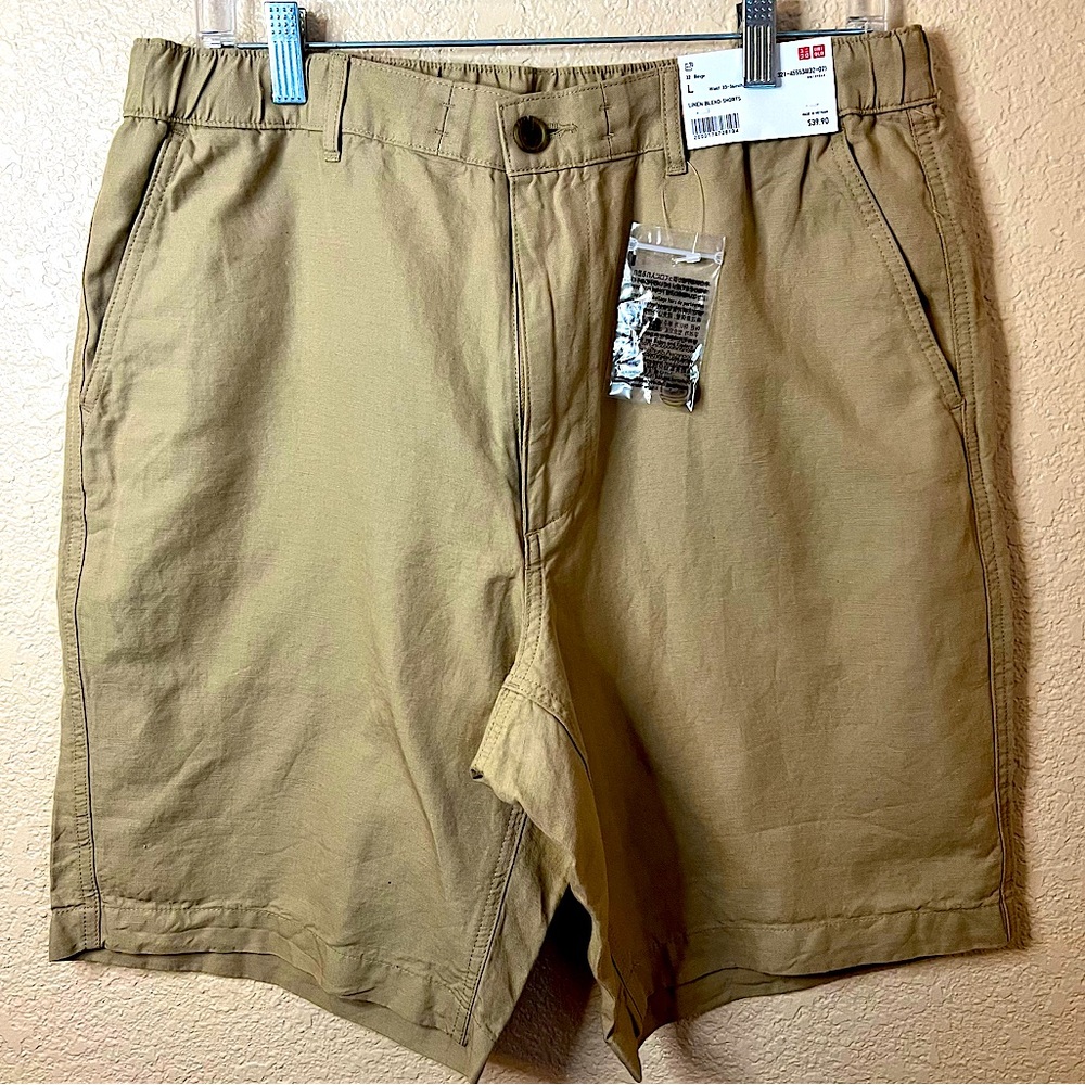 Uniqlo Men’s Linen Khaki Shorts (Size: 33-36)